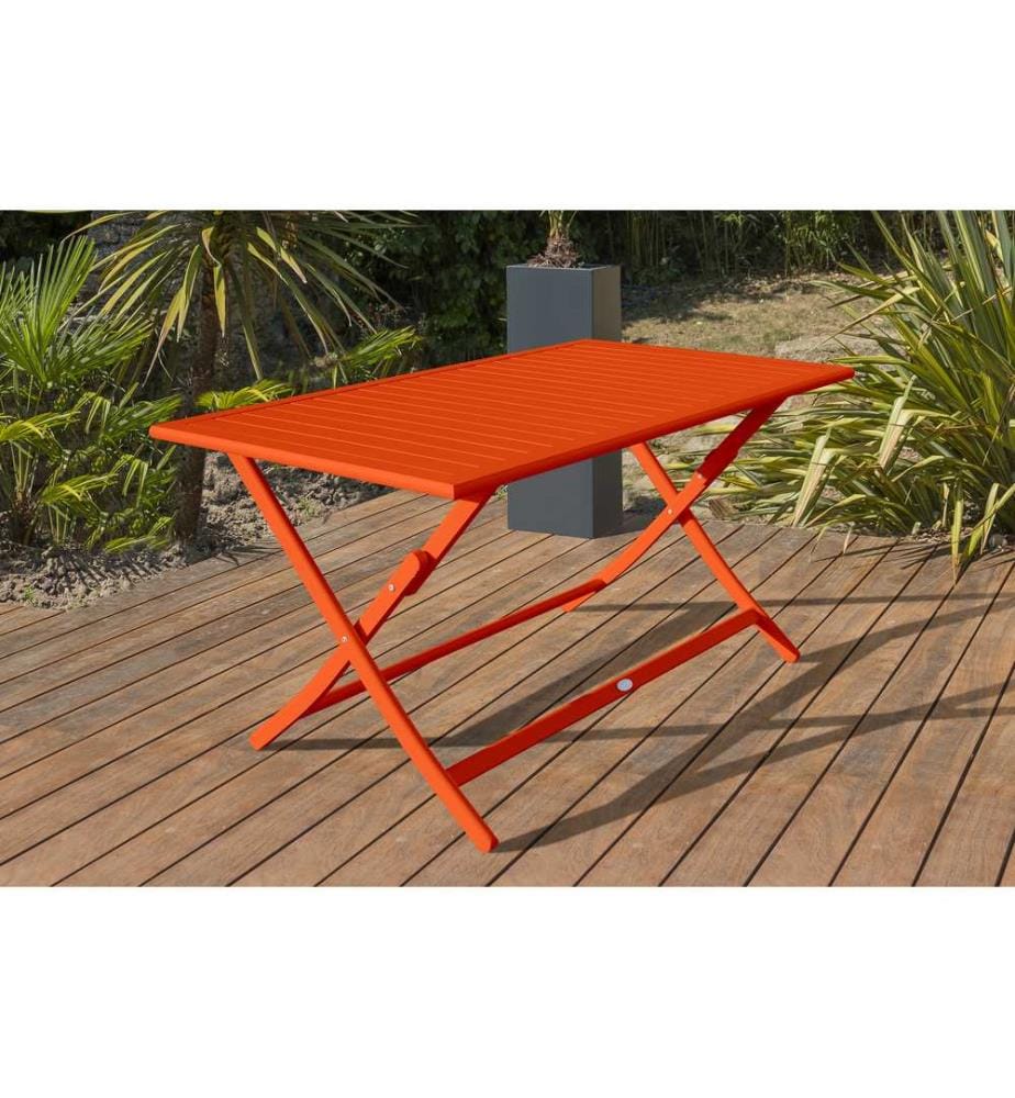 Tavolo da giardino pieghevole in alluminio MARIUS (140x80 cm) - ARANCIONE