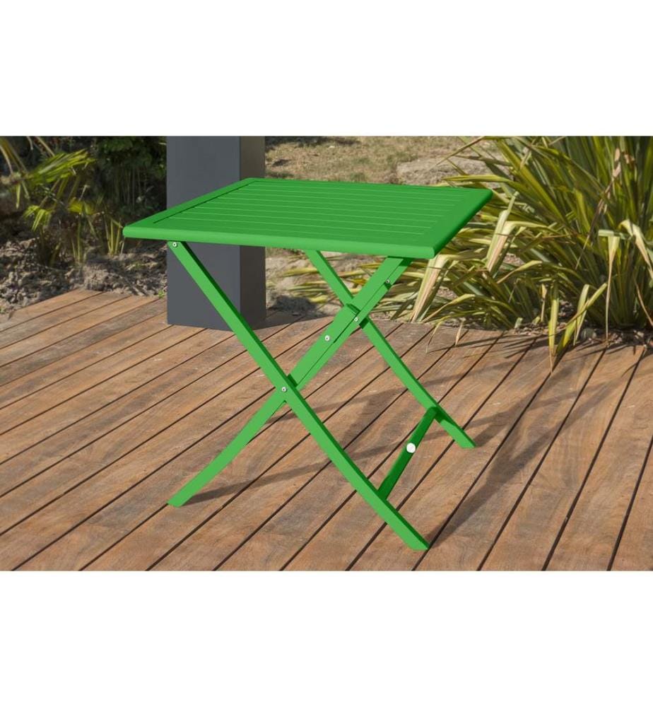 Tavolo con piedistallo pieghevole MARIUS in alluminio (70x70 cm) - VERT PRAIRIE