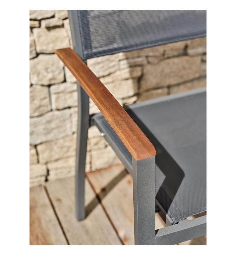 ORSINO Gartensessel 2er-Set, stapelbar, aus Aluminium und Textilene - ANTHRACITE-GRAU