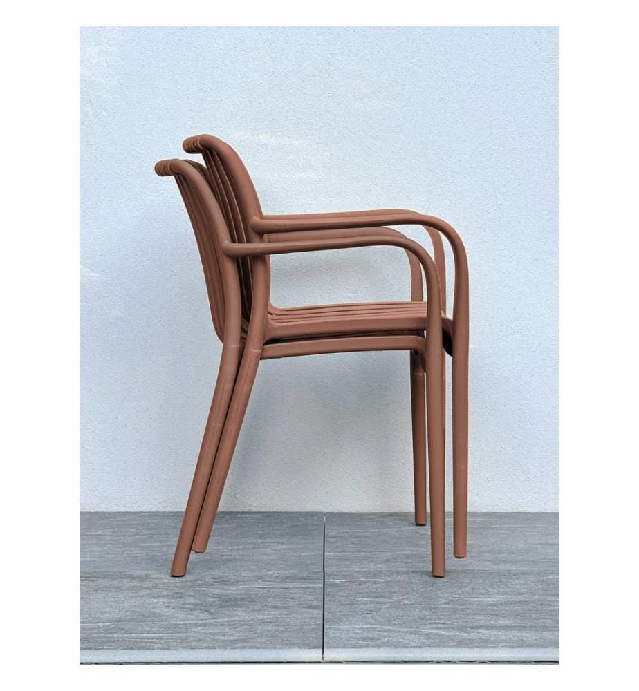 Set di 2 sedie da giardino impilabili in polipropilene TIAGO - TERRACOTTA