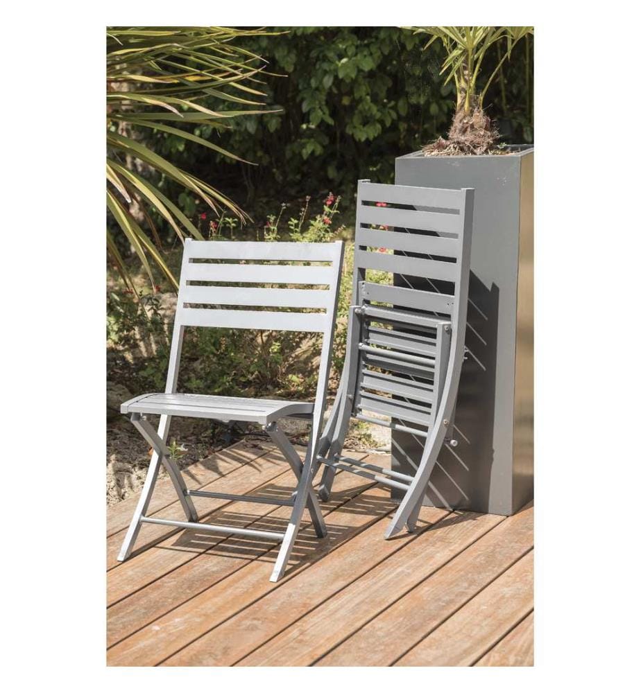 Set Gartentisch MARIUS (70x70 cm) klappbar aus Aluminium und 2 Klappstühle MARIUS - GRAU