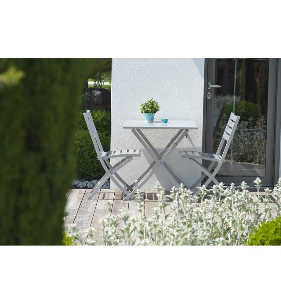 Set Gartentisch MARIUS (70x70 cm) klappbar aus Aluminium und 2 Klappstühle MARIUS - GRAU