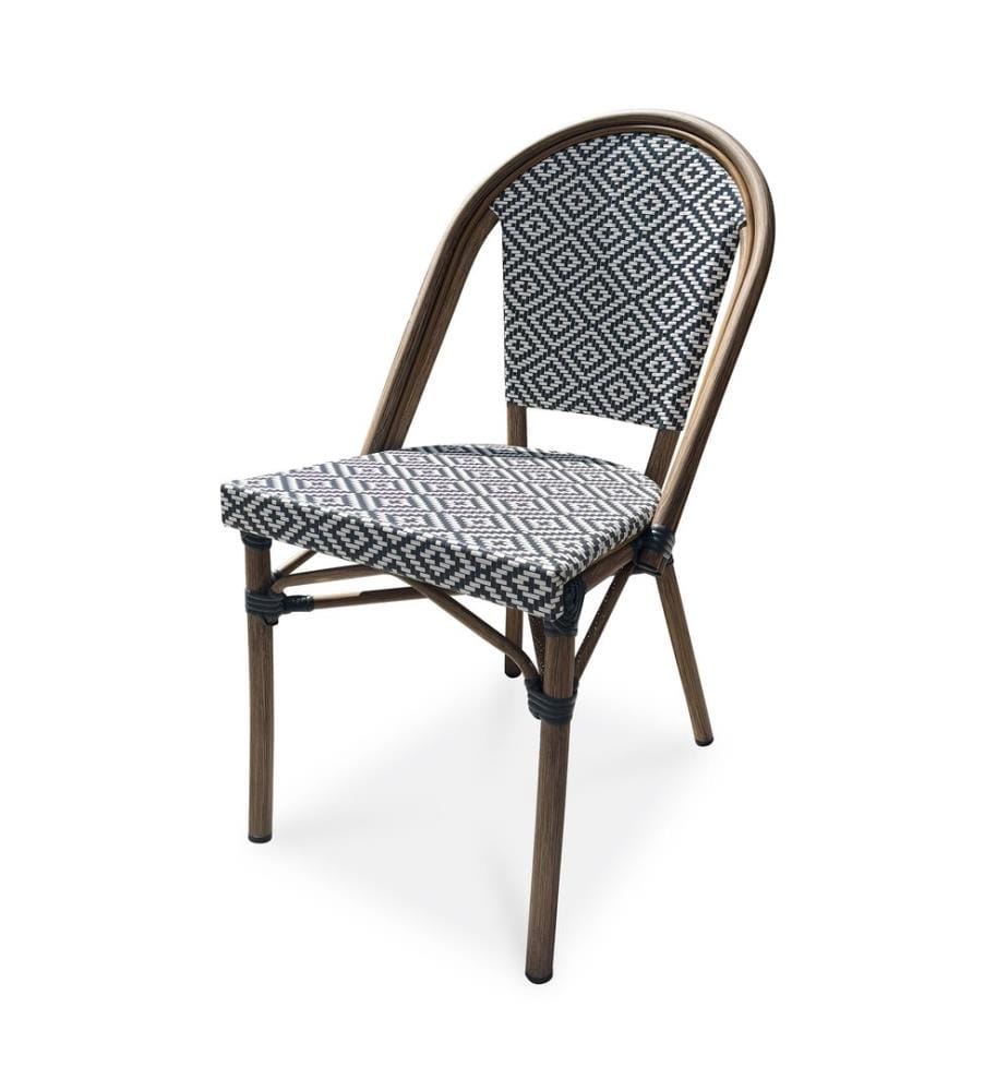 Poltrona da giardino impilabile BISTRO in alluminio effetto legno e textilene - BLU