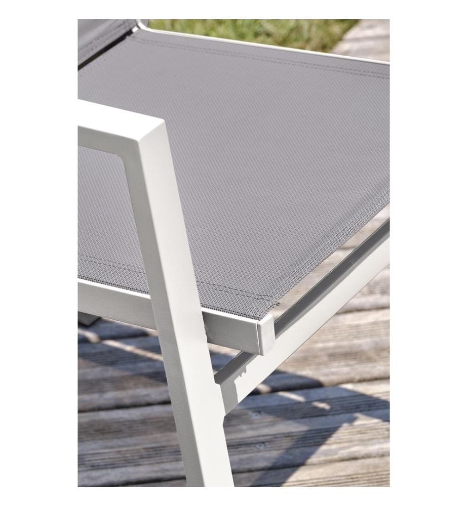 Set di 2 sedie da giardino impilabili FLORIDE in alluminio e textilene tortora - BIANCO