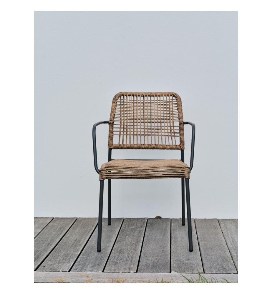 Fauteuil de jardin MARCEAU empilable en acier et corde - GRIS ANTHRACITE