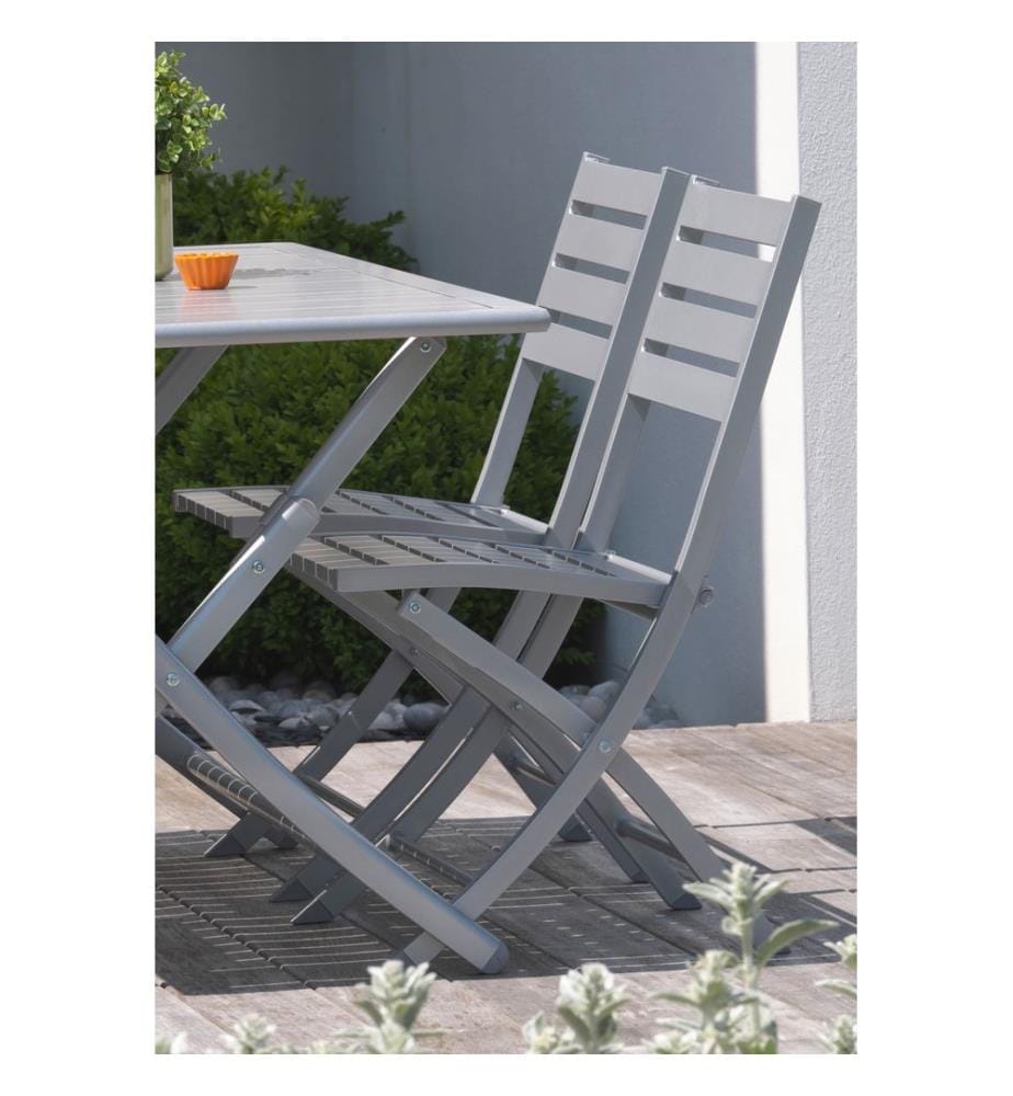 Satz von 2 Gartenstühlen MARIUS Klappstühle aus Aluminium - GRAU