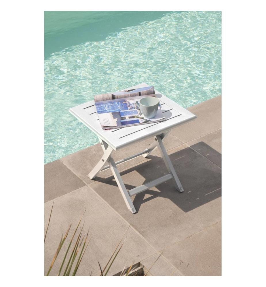 Tavolino da giardino pieghevole MARIUS in alluminio (43x43 cm) - BIANCO