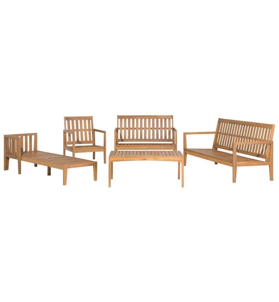 Lounge Set mit Tisch 7-Sitzer PATAJA zertifiziertes Akazienholz Hellbraun