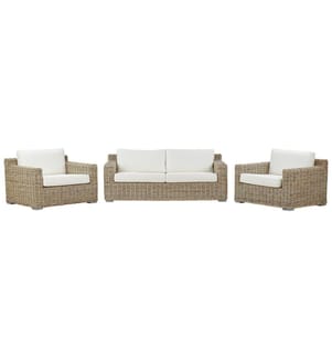 Gartensofa Set 4-Sitzer ARDEA Rattan Hellbraun