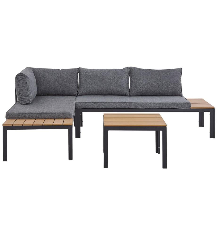 Garten Ecksofa mit Tisch 4-Sitzer PIENZA II rechtsseitig modular Grau