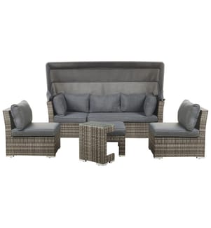 Ensemble de salon de jardin avec table 6 places CORTE Marron foncé