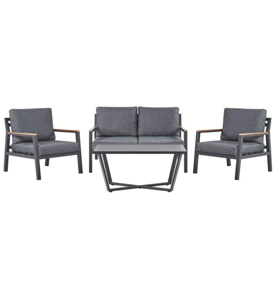 Lounge Set mit Tisch 4-Sitzer DELIA Metall Grau