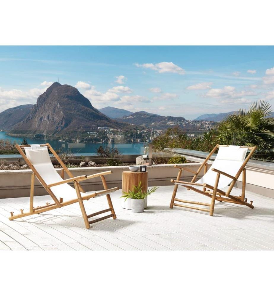 Set mit 2 klappbaren Liegestühlen ATRANI Bambusholz Hellbeige