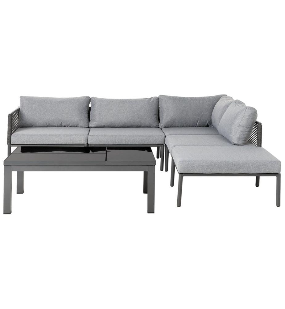 Garten Ecksofa mit Tisch 6-Sitzer FORANO Metall Grau