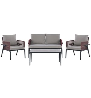 Ensemble de salon de jardin avec table 4 places SCIACCA Métal Gris