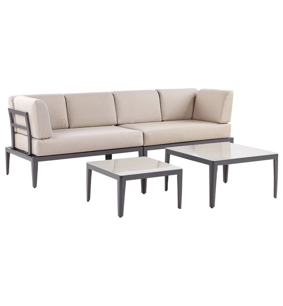 Garten Ecksofa mit Tisch 6-Sitzer RIMA III linksseitig modular Metall Beige