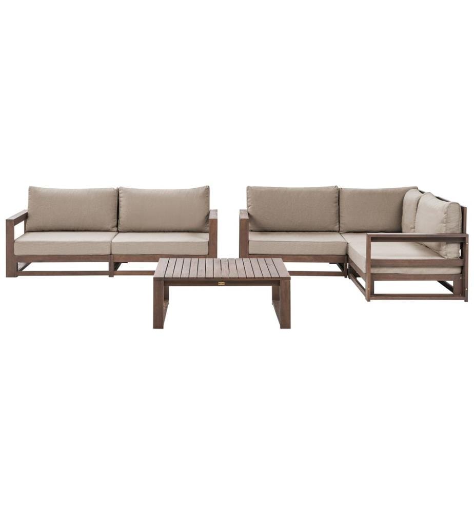 Lounge Set mit Tisch 4-Sitzer TIMOR modular zertifiziertes Akazienholz Dunkelbraun