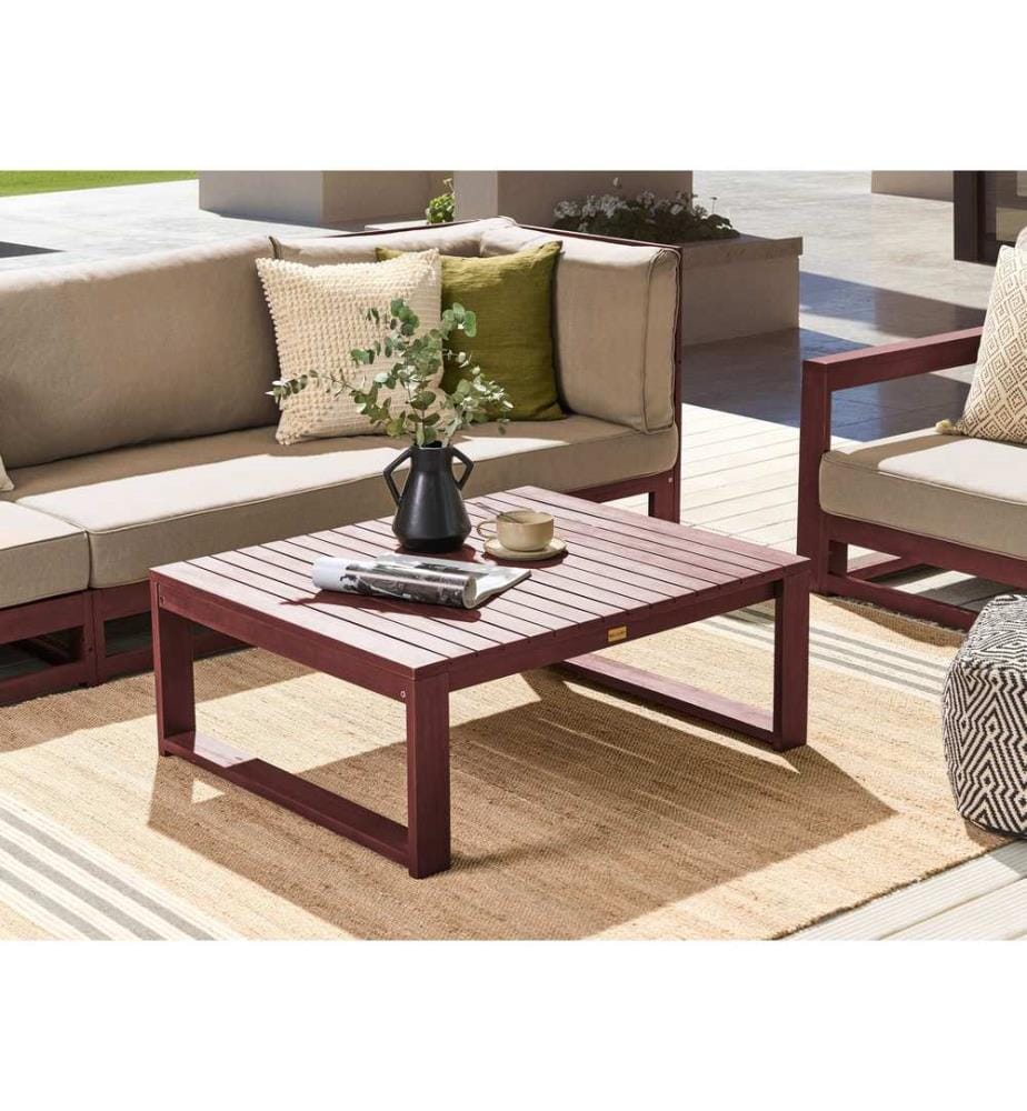 Table basse de jardin TIMOR 90 cm 75 cm Acacia Rouge foncé