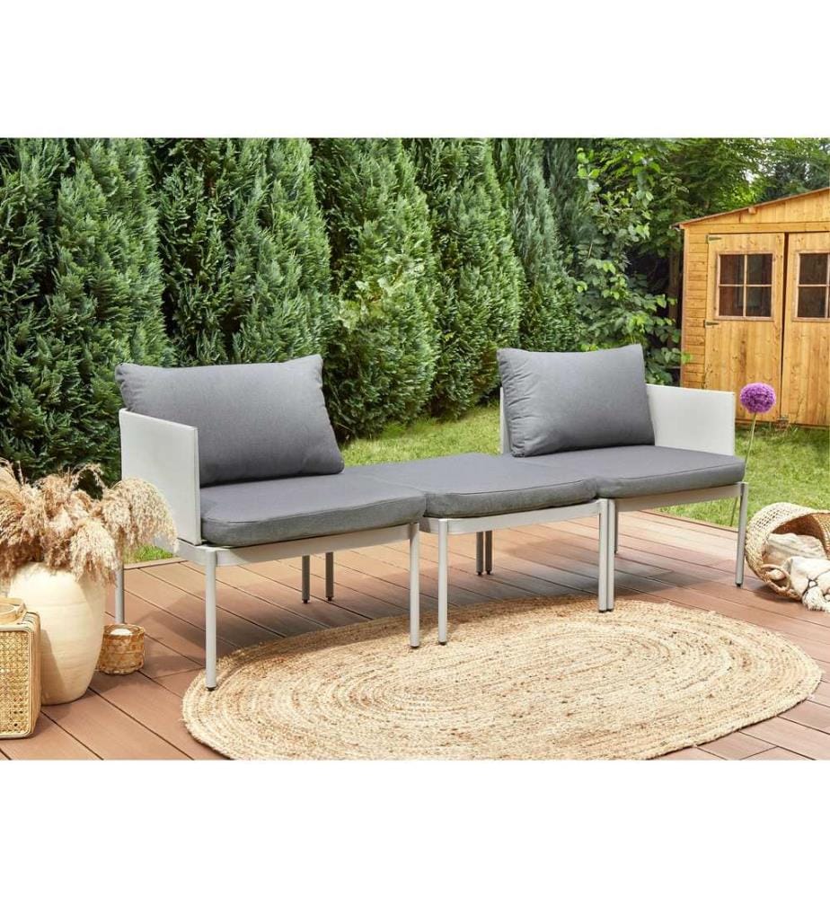 Lounge Set mit Tisch 2-Sitzer TERRACINA Metall Hellgrau