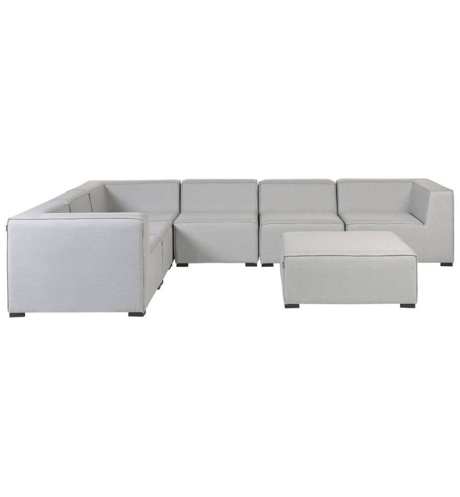 Garten Ecksofa mit Ottomane 7-Sitzer AREZZO rechtsseitig modular Hellgrau