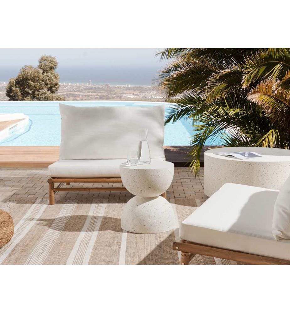 Table d'appoint CAORIA 40 cm 40 cm Effet terrasse Terrazzo blanc