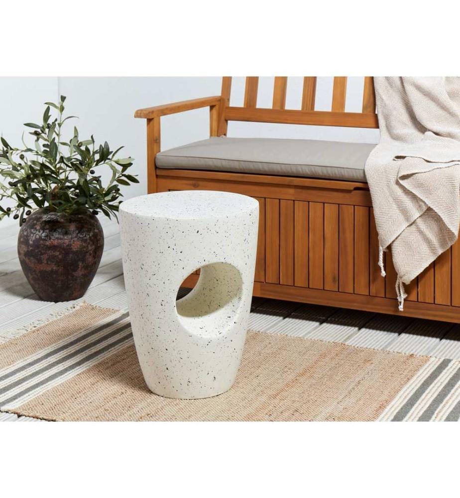 Table d'appoint EDOLO 37 cm 37 cm Effet terrasse Terrazzo blanc