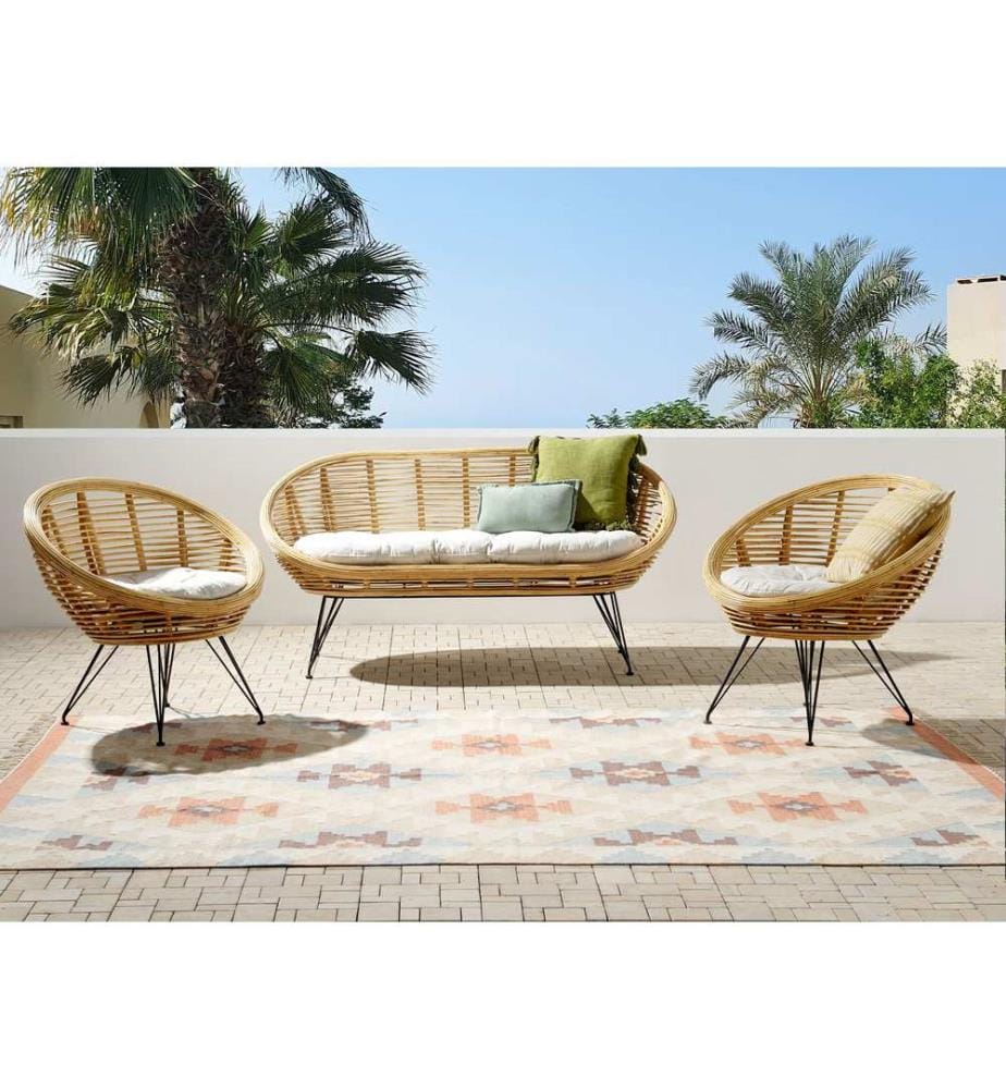 Ensemble de canapés de jardin 4 places MARATEA Rotin Naturel