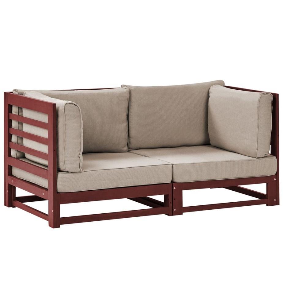 Gartensofa 2-Sitzer TRANI modular Akazienholz Dunkelrot