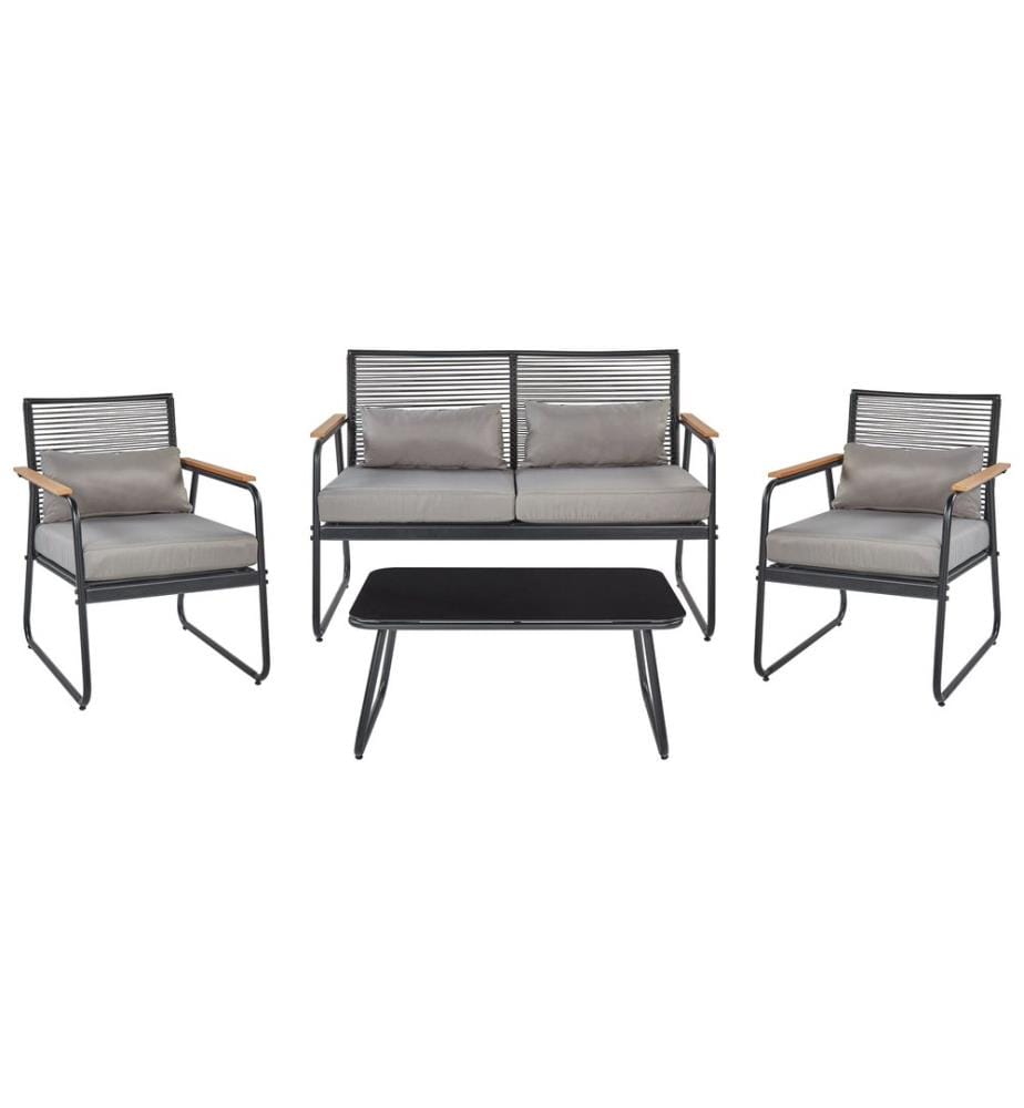 Lounge Set mit Tisch 4-Sitzer POMONTE Metall Schwarz