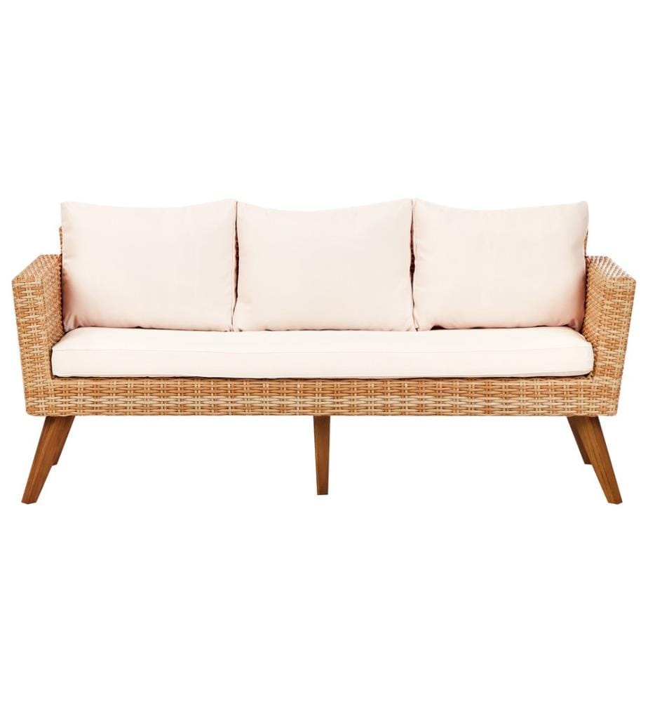 Lounge Set mit Tisch 5-Sitzer VITTORIA XL Polyrattan Cremeweiss