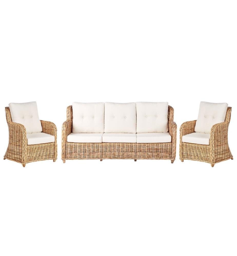 Gartensofa Set 5-Sitzer ALESSANO Rattan Naturfarben