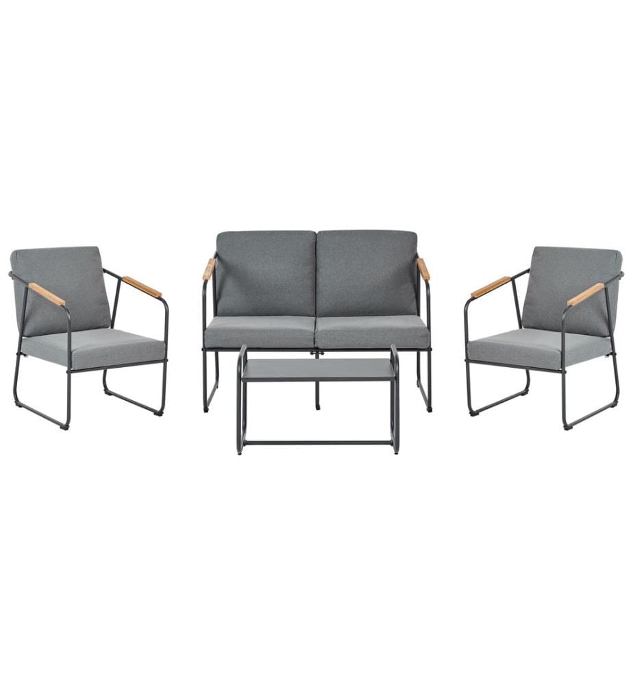 Lounge Set mit Tisch 4-Sitzer VEZZANA Metall Grau