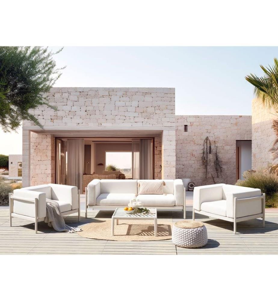 Lounge Set mit Tisch 4-Sitzer FERRETTI Hellbeige
