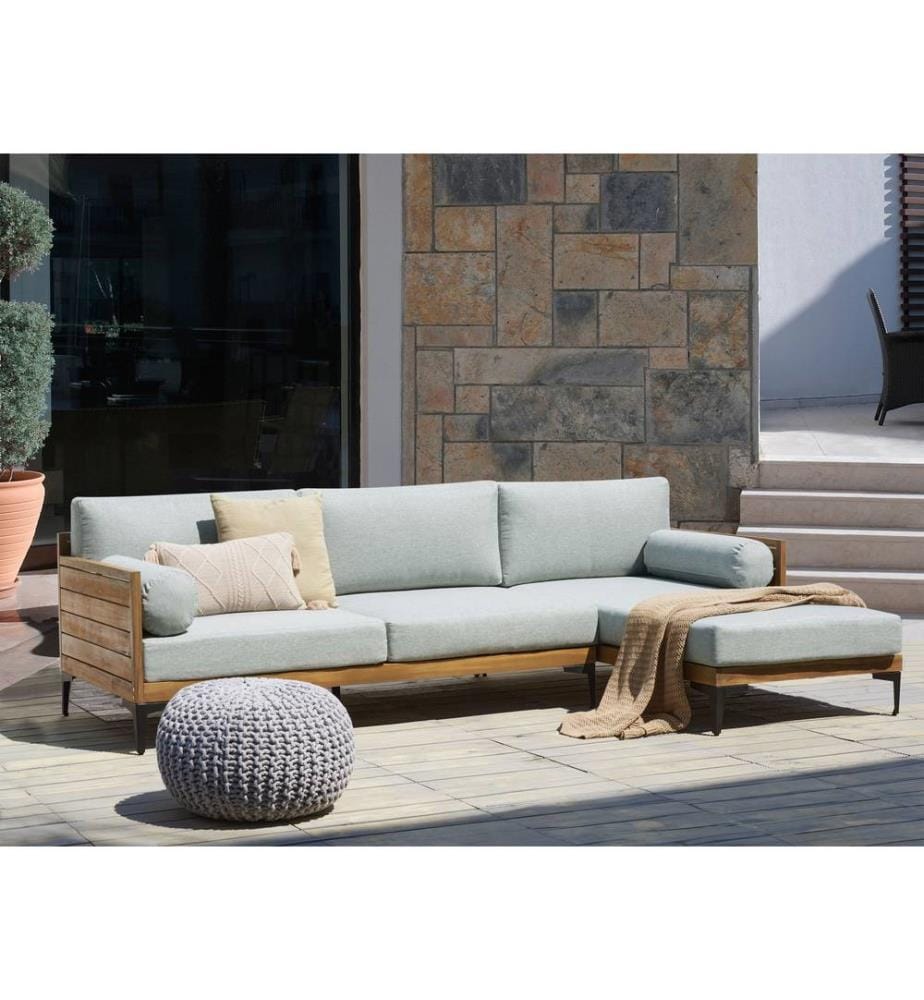 Garten Ecksofa 4-Sitzer CAVEZZO linksseitig zertifiziertes Akazienholz Grau