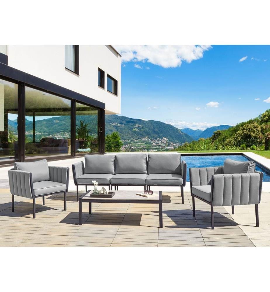 Lounge Set mit Tisch 5-Sitzer SKALA Metall Dunkelgrau