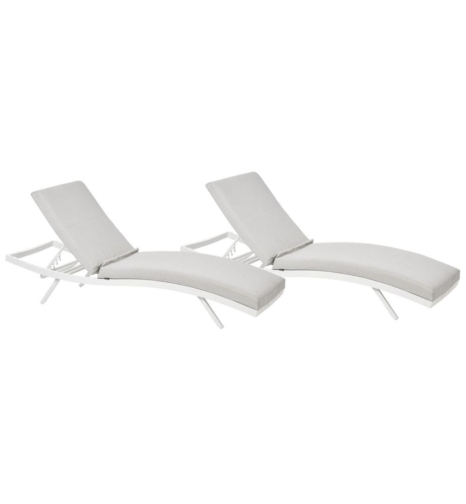 Gartenliege mit Auflage 2er Set AMELIA mit Relaxfunktion Metall Hellgrau