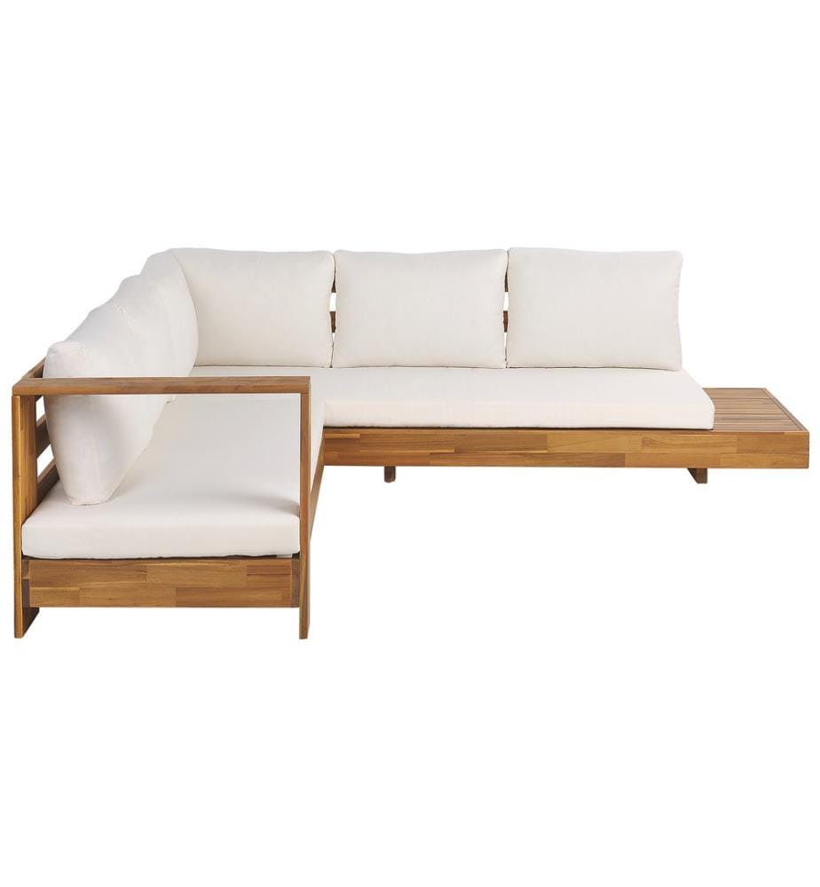 Garten Ecksofa mit Tisch 5-Sitzer MARETTIMO rechtsseitig zertifiziertes Akazienholz Braun
