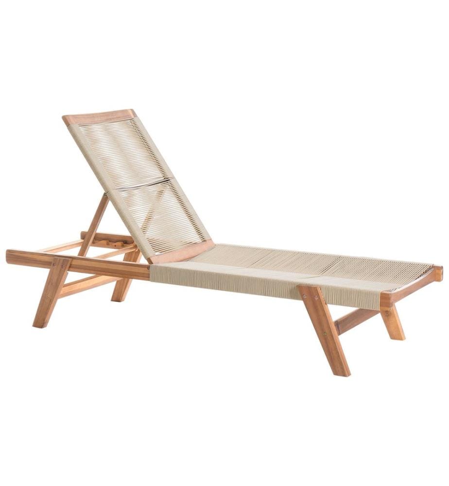 Sonnenliege PROSSEDI mit Relaxfunktion Akazienholz Beige