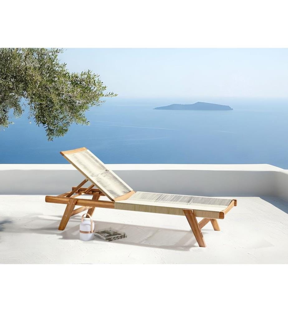 Sonnenliege PROSSEDI mit Relaxfunktion Akazienholz Beige