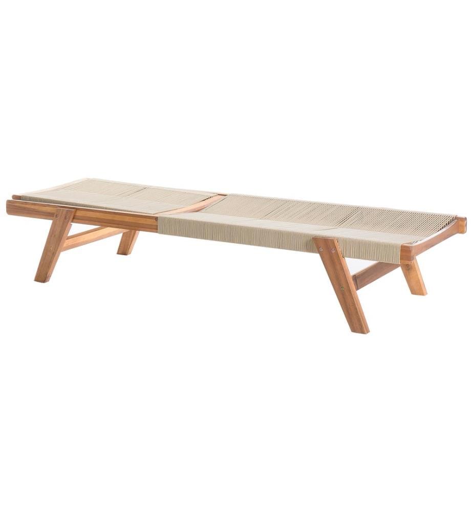 Sonnenliege PROSSEDI mit Relaxfunktion Akazienholz Beige