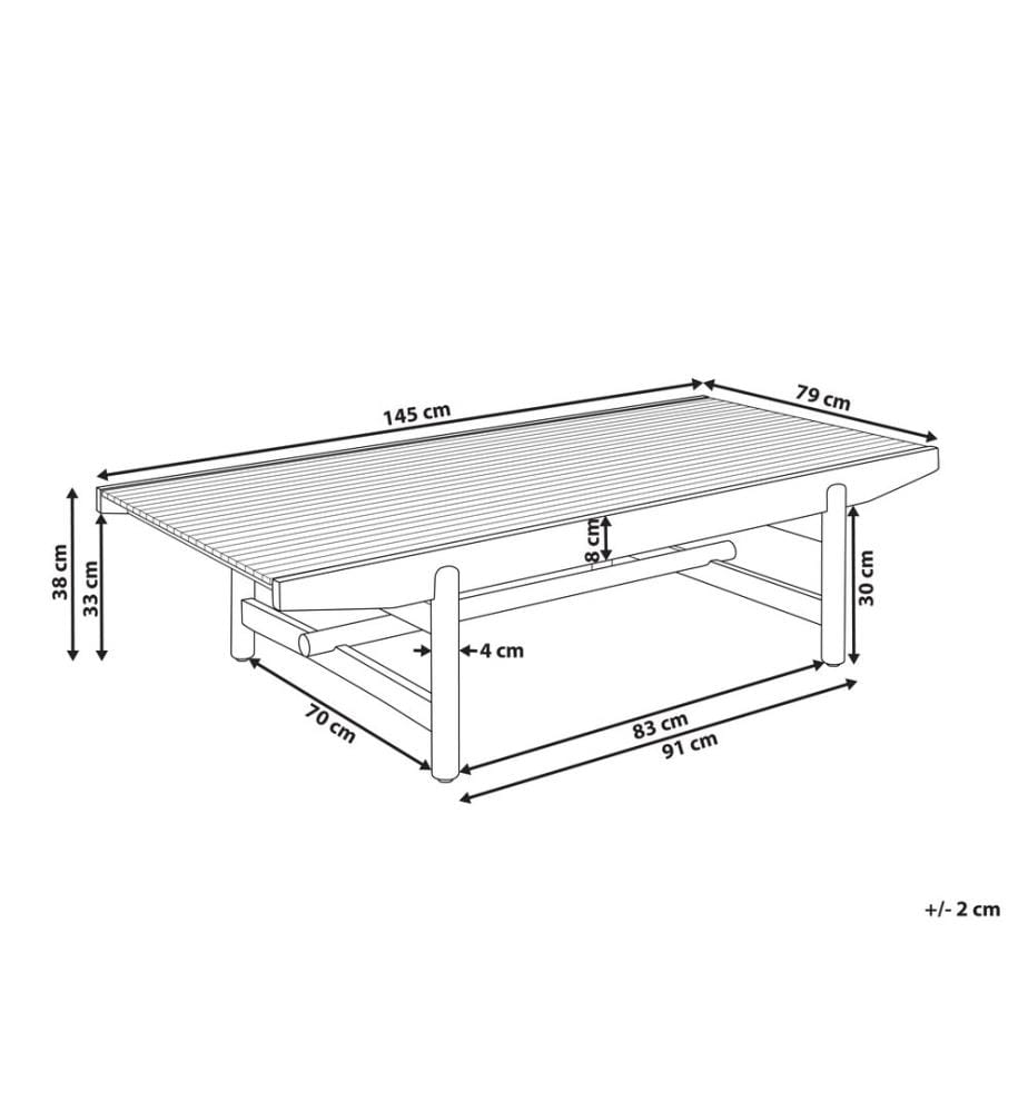 Table basse de jardin GIAVENO 145 cm 79 cm Acacia Marron