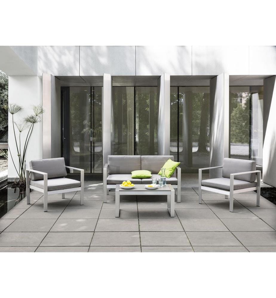 Table basse de jardin SALERNO 90 cm 50 cm Métal Gris clair