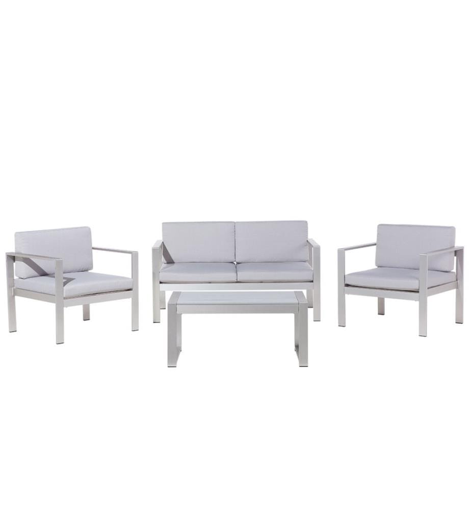 Lounge Set mit Tisch 4-Sitzer SALERNO Metall Hellgrau