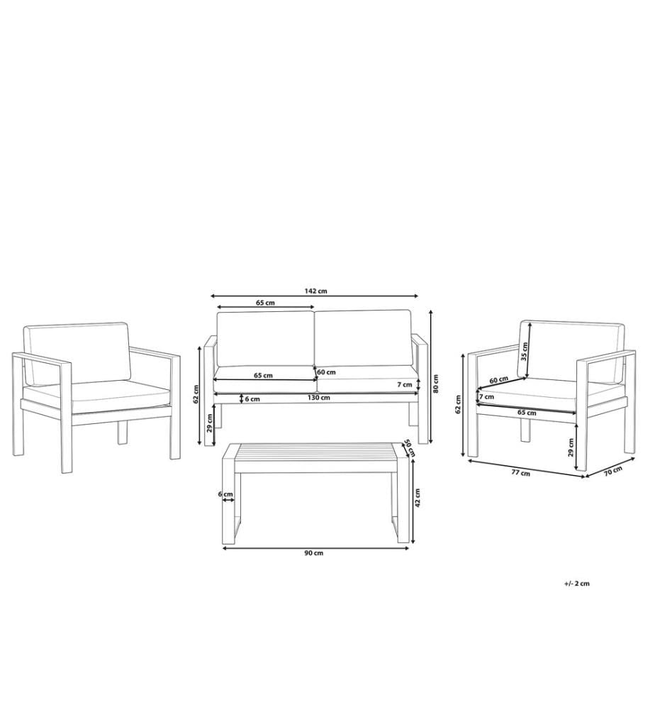 Lounge Set mit Tisch 4-Sitzer SALERNO Metall Dunkelgrau