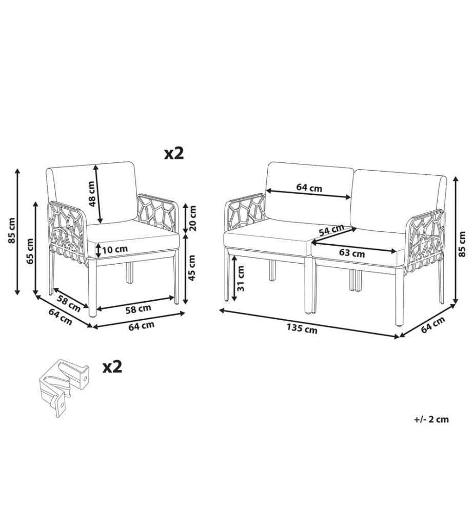 Gartensofa Set 4-Sitzer ERICHE Dunkelgrau