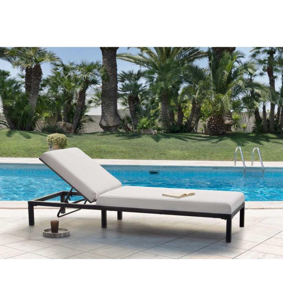Sonnenliege mit Kissen LARIANO Metall Hellbeige