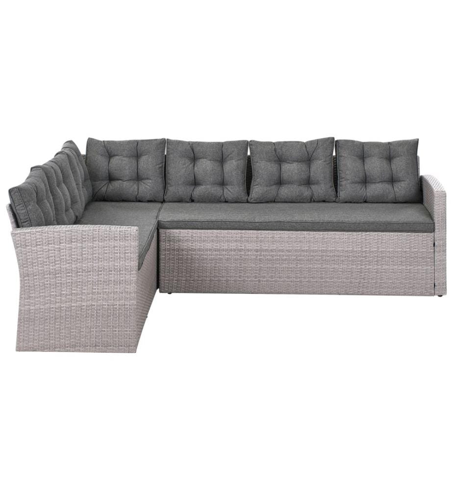 8-Sitzer Ecksofa mit Bank Rattan grau VITERBO
