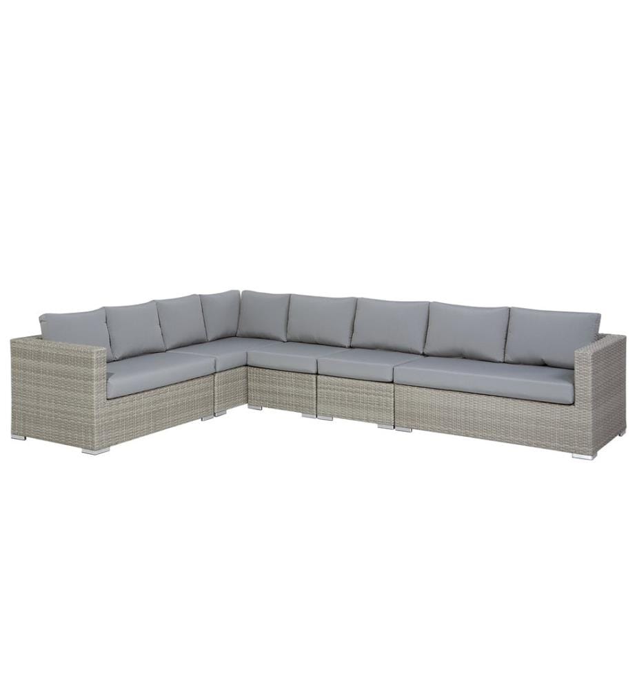 Lounge Set mit Tisch 8-Sitzer XXL rechtsseitig modular Polyrattan Grau