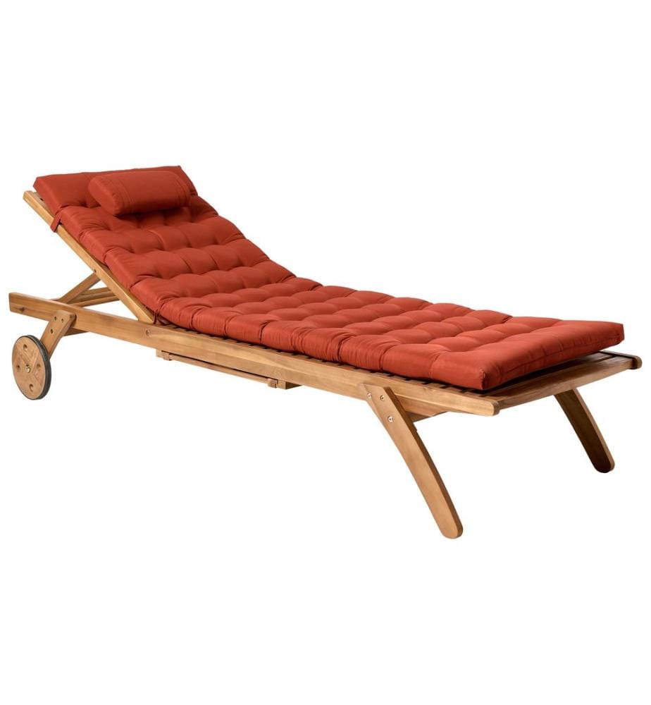 Sonnenliege mit Kissen CESANA PREMIUM Akazienholz Rot