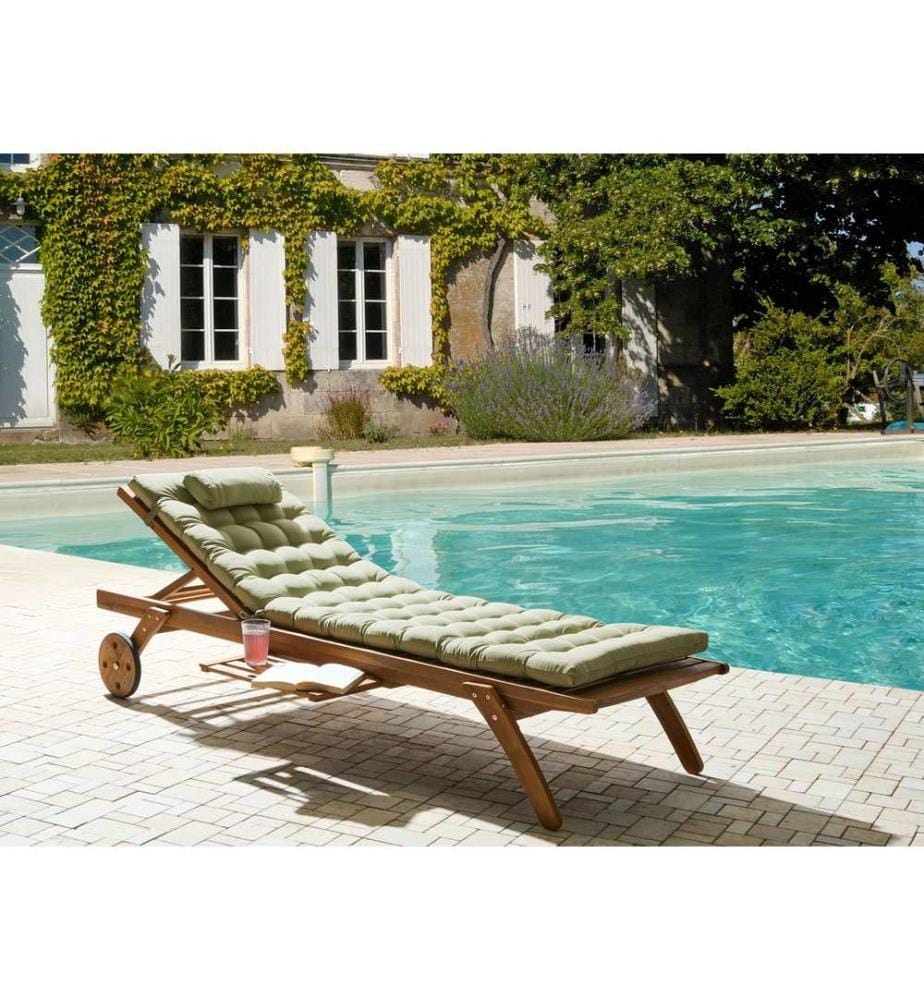 Sonnenliege mit Kissen CESANA PREMIUM Akazienholz Hellgrün